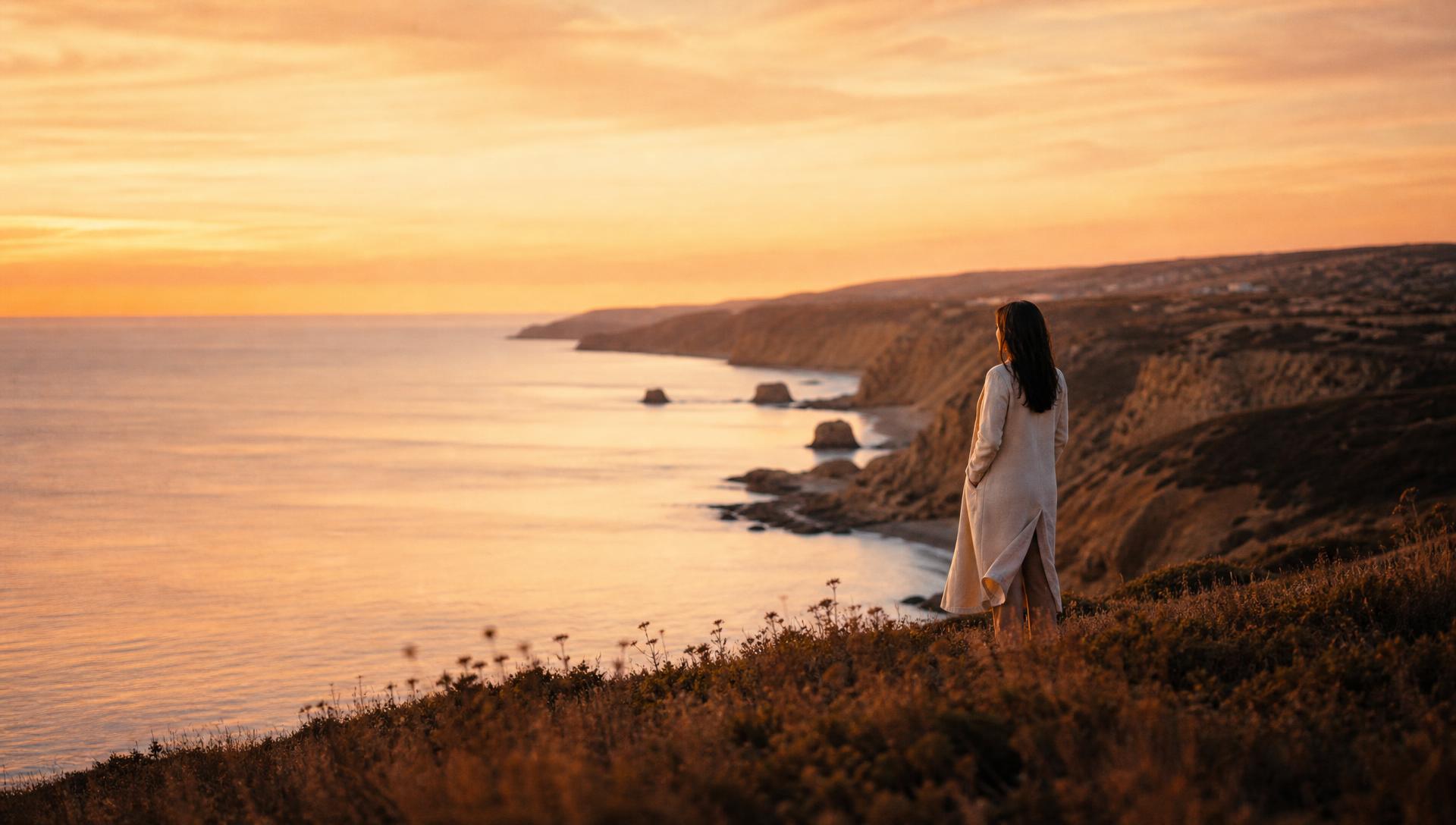 Elegant coastal landscape at golden hour